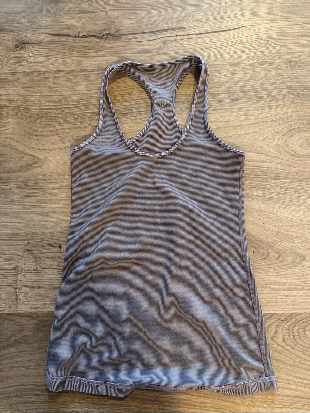 lululemon athletica Taupe Racerback Tank with Patterned Trim